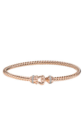 Cable Buckle Bracelet, 18k Rose Gold & Diamond